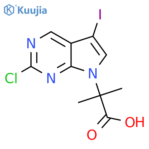 2-(2-Chloro-5-iodo-7H-pyrrolo[2,3-d]pyrimidin-7-yl)-2-methylpropanoic acid structure