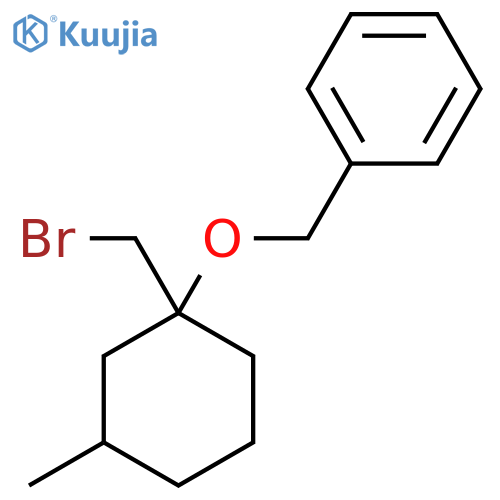 ({1-(bromomethyl)-3-methylcyclohexyloxy}methyl)benzene structure