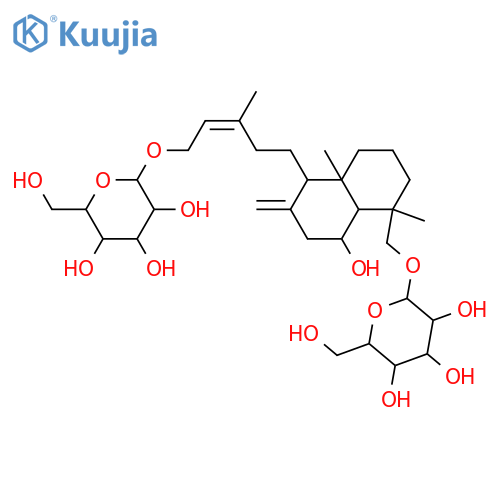 β-D-Glucopyranoside, (2E)-5-[(1S,4S,4aR,5R,8aR)-5-[(β-D-glucopyranosyloxy)methyl]decahydro-4-hydroxy-5,8a-dimethyl-2-methylene-1-naphthalenyl]-3-methyl-2-penten-1-yl structure