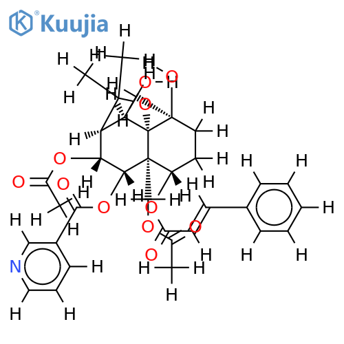 1beta-trans-cinnamoyl-4alpha,5alpha-dihydroxy-7beta,11-diacetoxy-8beta-nicotinoyldihydroagarofuran structure