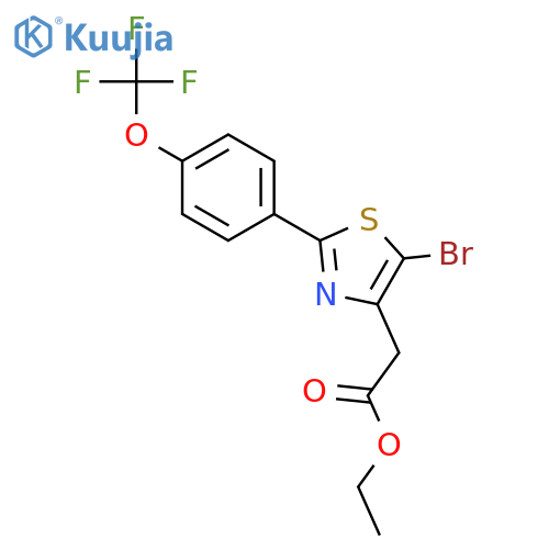 Ethyl 2-(5-bromo-2-(4-(trifluoromethoxy)phenyl)thiazol-4-yl)acetate structure