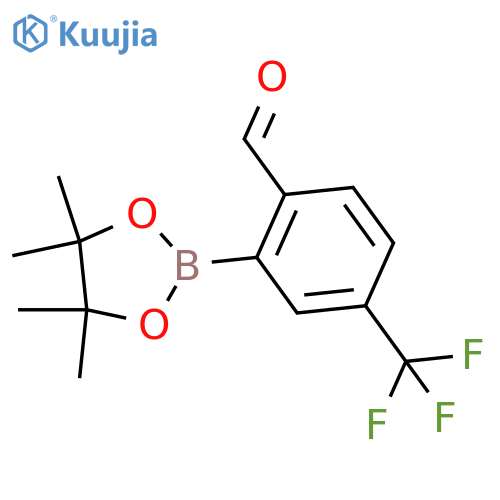 2-(4,4,5,5-Tetramethyl-1,3,2-dioxaborolan-2-yl)-4-(trifluoromethyl)benzaldehyde structure