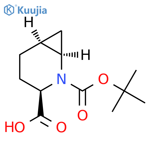 (1R,3R,6S)-2-[(tert-butoxy)carbonyl]-2-azabicyclo[4.1.0]heptane-3-carboxylic acid structure