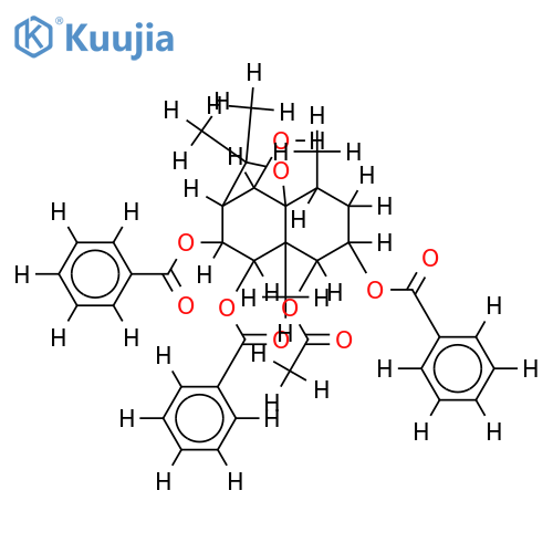 1beta-acetoxy-2beta,8beta,9alpha-tribenzoyloxy-6alpha-hydroxy-beta-dihydroagarofuran structure