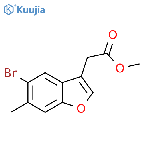 (5-Bromo-6-methyl-benzofuran-3-yl)-acetic acid methyl ester structure