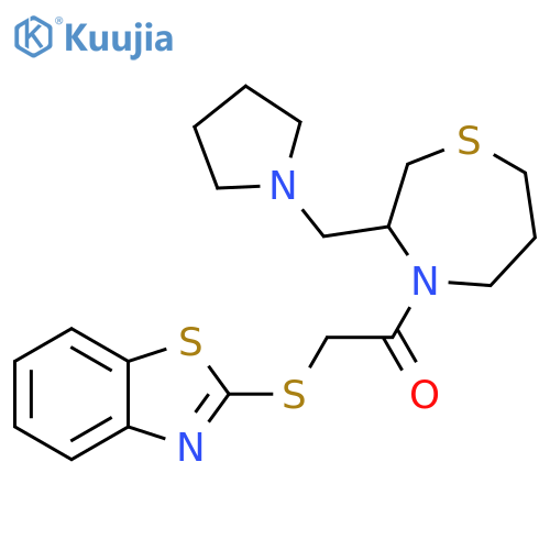 2-(1,3-benzothiazol-2-ylsulfanyl)-1-{3-[(pyrrolidin-1-yl)methyl]-1,4-thiazepan-4-yl}ethan-1-one structure