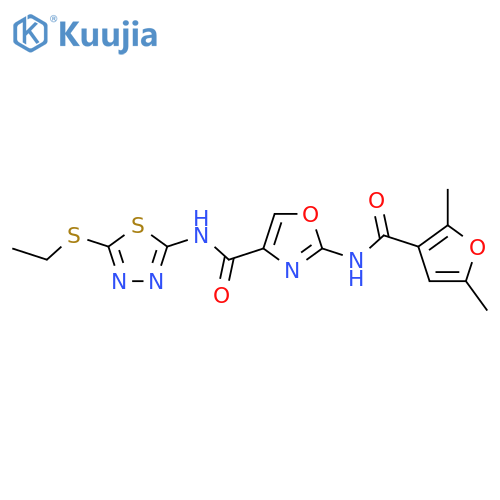 2-(2,5-dimethylfuran-3-amido)-N-5-(ethylsulfanyl)-1,3,4-thiadiazol-2-yl-1,3-oxazole-4-carboxamide structure