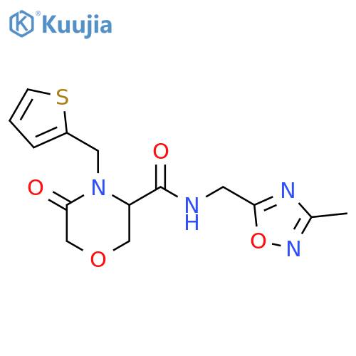 N-[(3-methyl-1,2,4-oxadiazol-5-yl)methyl]-5-oxo-4-[(thiophen-2-yl)methyl]morpholine-3-carboxamide structure