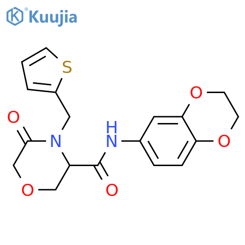 N-(2,3-dihydro-1,4-benzodioxin-6-yl)-5-oxo-4-[(thiophen-2-yl)methyl]morpholine-3-carboxamide structure