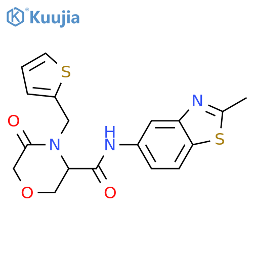 N-(2-methyl-1,3-benzothiazol-5-yl)-5-oxo-4-[(thiophen-2-yl)methyl]morpholine-3-carboxamide structure