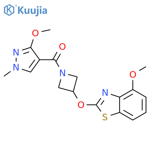 4-methoxy-2-{[1-(3-methoxy-1-methyl-1H-pyrazole-4-carbonyl)azetidin-3-yl]oxy}-1,3-benzothiazole structure