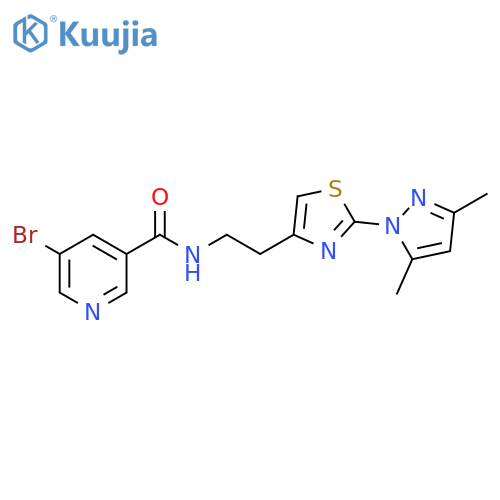 5-bromo-N-{2-[2-(3,5-dimethyl-1H-pyrazol-1-yl)-1,3-thiazol-4-yl]ethyl}pyridine-3-carboxamide structure