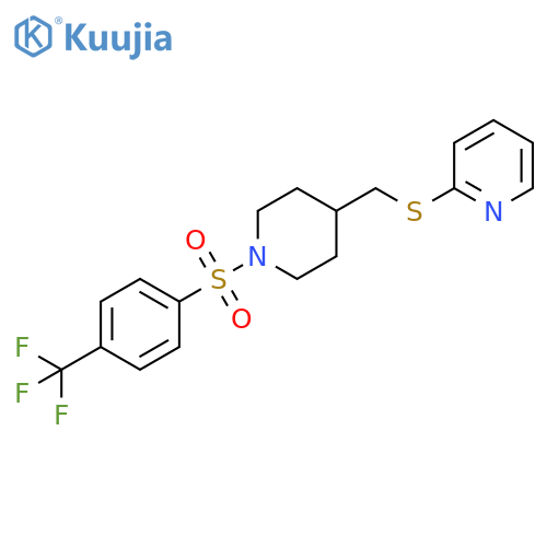 2-[({1-[4-(trifluoromethyl)benzenesulfonyl]piperidin-4-yl}methyl)sulfanyl]pyridine structure