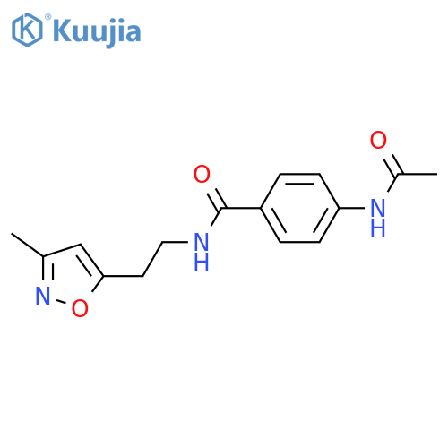 4-acetamido-N-2-(3-methyl-1,2-oxazol-5-yl)ethylbenzamide structure