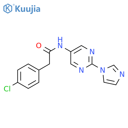 2-(4-chlorophenyl)-N-2-(1H-imidazol-1-yl)pyrimidin-5-ylacetamide structure