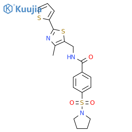 N-{4-methyl-2-(thiophen-2-yl)-1,3-thiazol-5-ylmethyl}-4-(pyrrolidine-1-sulfonyl)benzamide structure