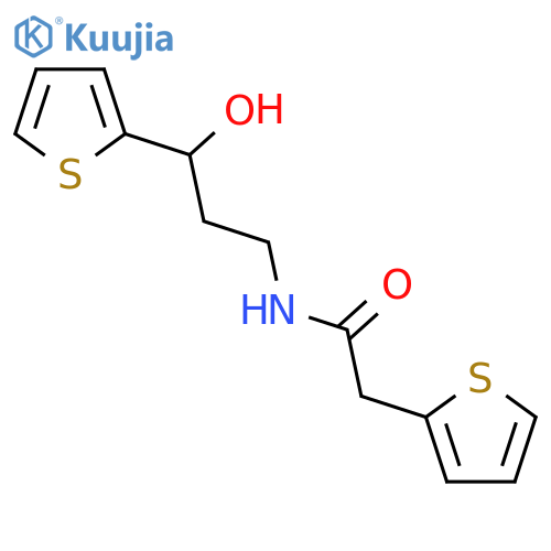 N-3-hydroxy-3-(thiophen-2-yl)propyl-2-(thiophen-2-yl)acetamide structure