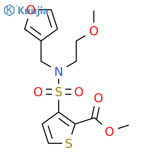 methyl 3-{(furan-3-yl)methyl(2-methoxyethyl)sulfamoyl}thiophene-2-carboxylate structure