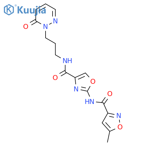 5-methyl-N-(4-{3-(6-oxo-1,6-dihydropyridazin-1-yl)propylcarbamoyl}-1,3-oxazol-2-yl)-1,2-oxazole-3-carboxamide structure