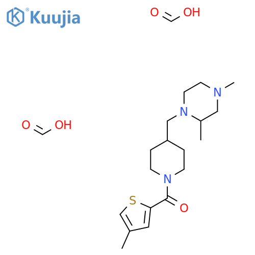 2,4-dimethyl-1-{1-(4-methylthiophene-2-carbonyl)piperidin-4-ylmethyl}piperazine; bis(formic acid) structure