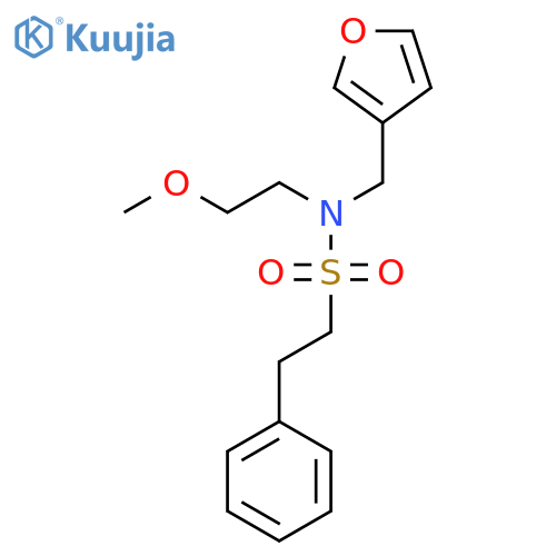 N-(furan-3-yl)methyl-N-(2-methoxyethyl)-2-phenylethane-1-sulfonamide structure