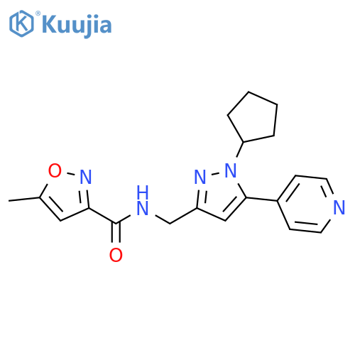 N-{[1-cyclopentyl-5-(pyridin-4-yl)-1H-pyrazol-3-yl]methyl}-5-methyl-1,2-oxazole-3-carboxamide structure