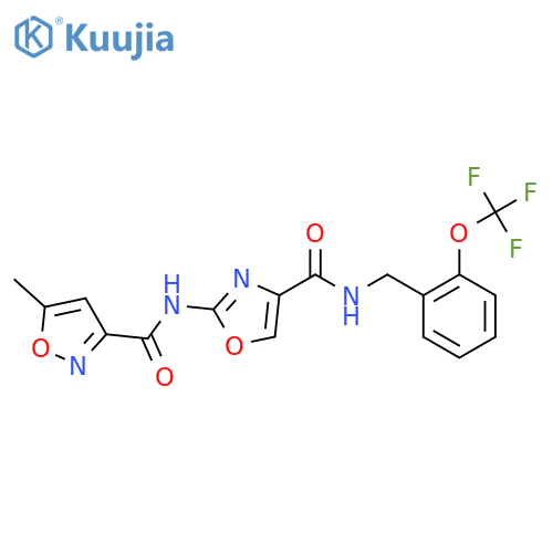 5-methyl-N-4-({2-(trifluoromethoxy)phenylmethyl}carbamoyl)-1,3-oxazol-2-yl-1,2-oxazole-3-carboxamide structure