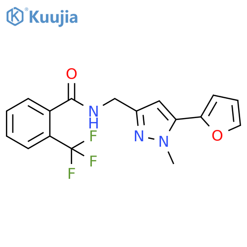 N-{[5-(furan-2-yl)-1-methyl-1H-pyrazol-3-yl]methyl}-2-(trifluoromethyl)benzamide structure