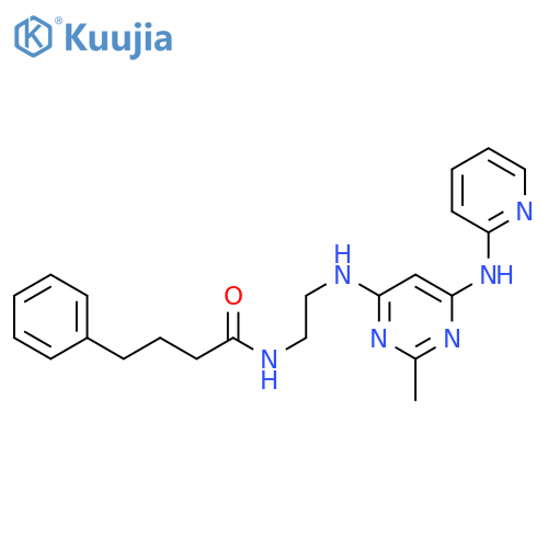 N-[2-({2-methyl-6-[(pyridin-2-yl)amino]pyrimidin-4-yl}amino)ethyl]-4-phenylbutanamide structure