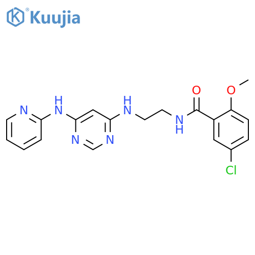 5-chloro-2-methoxy-N-[2-({6-[(pyridin-2-yl)amino]pyrimidin-4-yl}amino)ethyl]benzamide structure