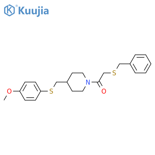 2-(benzylsulfanyl)-1-(4-{[(4-methoxyphenyl)sulfanyl]methyl}piperidin-1-yl)ethan-1-one structure