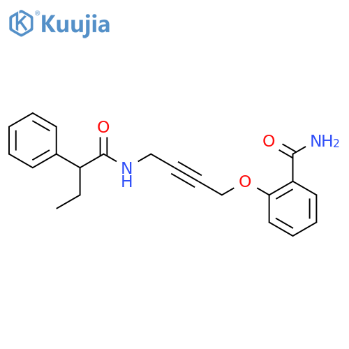 2-{4-(2-phenylbutanamido)but-2-yn-1-yloxy}benzamide structure