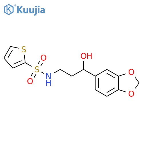 N-3-(2H-1,3-benzodioxol-5-yl)-3-hydroxypropylthiophene-2-sulfonamide structure