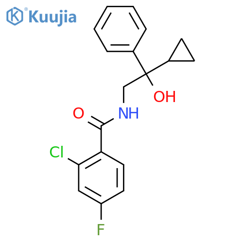 2-chloro-N-(2-cyclopropyl-2-hydroxy-2-phenylethyl)-4-fluorobenzamide structure