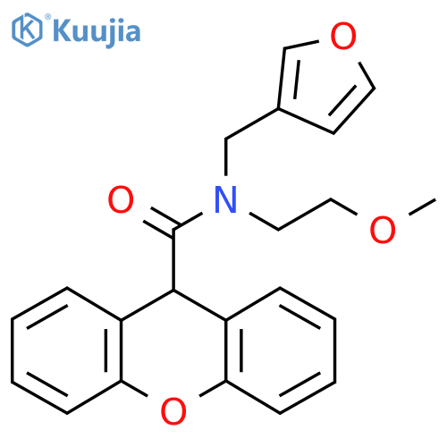 N-(furan-3-yl)methyl-N-(2-methoxyethyl)-9H-xanthene-9-carboxamide structure