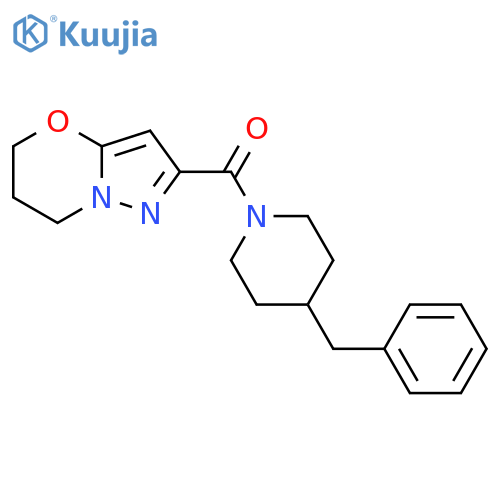4-benzyl-1-{5H,6H,7H-pyrazolo[3,2-b][1,3]oxazine-2-carbonyl}piperidine structure