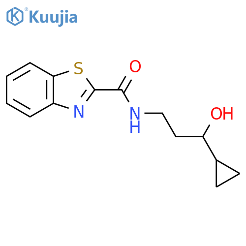 N-(3-cyclopropyl-3-hydroxypropyl)-1,3-benzothiazole-2-carboxamide structure