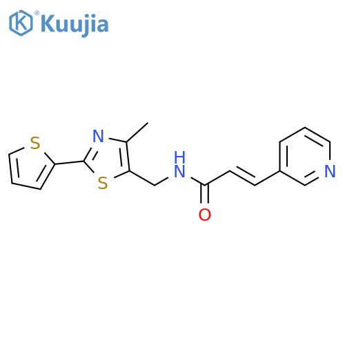 (2E)-N-{4-methyl-2-(thiophen-2-yl)-1,3-thiazol-5-ylmethyl}-3-(pyridin-3-yl)prop-2-enamide structure