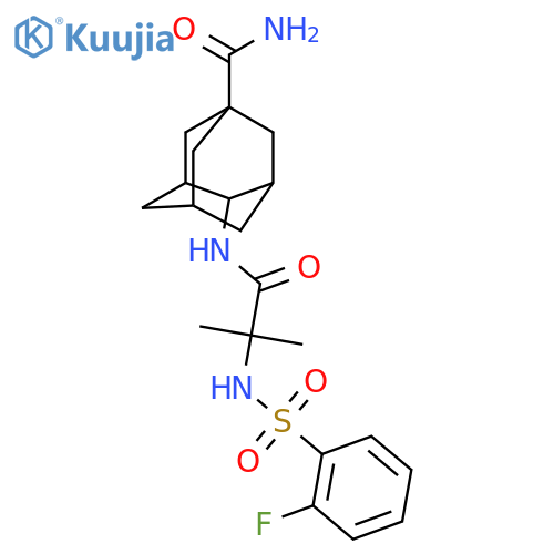 N-1-(5-Carbamoyladamantan-2-ylamino)-1-oxo-2-methyl-2-propanyl-2-fluorobenzenesulfonamid structure