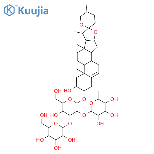β-D-Galactopyranoside, (2α,3β,25R)-2-hydroxyspirost-5-en-3-yl O-6-deoxy-α-L-mannopyranosyl-(1→2)-O-[β-D-glucopyranosyl-(1→3)]- structure