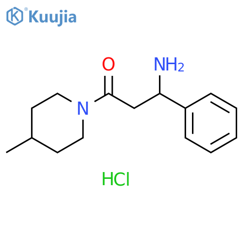 3-amino-1-(4-methyl-1-piperidyl)-3-phenyl-propan-1-one;hydrochloride structure