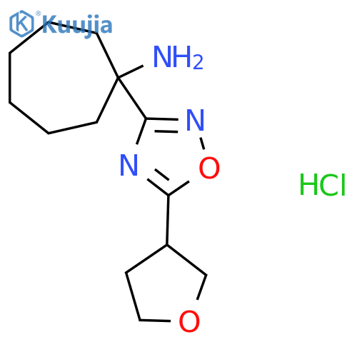1-5-(oxolan-3-yl)-1,2,4-oxadiazol-3-ylcycloheptan-1-amine hydrochloride structure