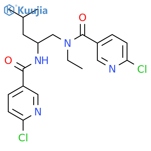 6-chloro-N-{2-[(6-chloropyridin-3-yl)formamido]-4-methylpentyl}-N-ethylpyridine-3-carboxamide structure