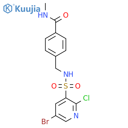 4-[(5-bromo-2-chloropyridine-3-sulfonamido)methyl]-N-methylbenzamide structure
