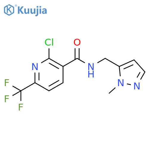 2-chloro-N-[(1-methyl-1H-pyrazol-5-yl)methyl]-6-(trifluoromethyl)pyridine-3-carboxamide structure