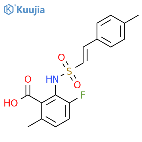 3-Fluoro-6-methyl-2-[2-(4-methylphenyl)ethenesulfonamido]benzoic acid structure