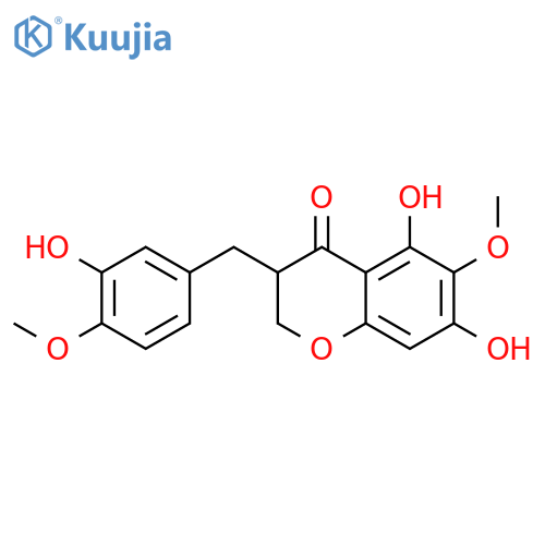 3-(3-hydroxy-4-methoxybenzyl)-5,7-dihydroxy-6-methoxychroman-4-one structure