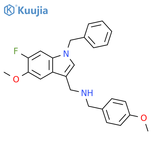 1H-INDOLE-3-METHANAMINE, 6-FLUORO-5-METHOXY-N-[(4-METHOXYPHENYL)METHYL]-1-(PHENYLMETHYL)- structure