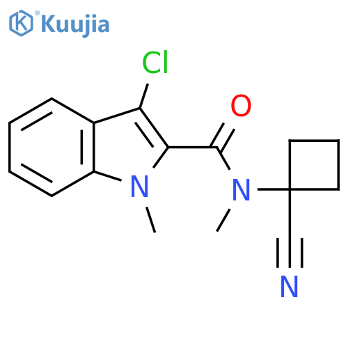 3-chloro-N-(1-cyanocyclobutyl)-N,1-dimethyl-1H-indole-2-carboxamide structure