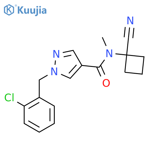 1-[(2-chlorophenyl)methyl]-N-(1-cyanocyclobutyl)-N-methyl-1H-pyrazole-4-carboxamide structure